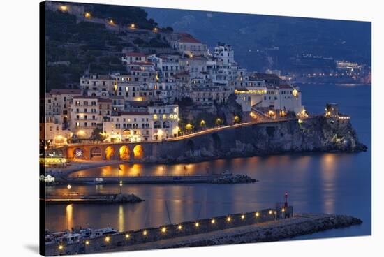 Amalfi Night Scenic,Campania, Italy-George Oze-Stretched Canvas