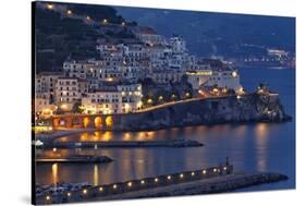 Amalfi Night Scenic,Campania, Italy-George Oze-Stretched Canvas