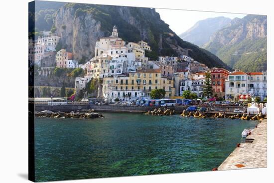 Amalfi Town Coastal View, Campania, Italy-George Oze-Stretched Canvas