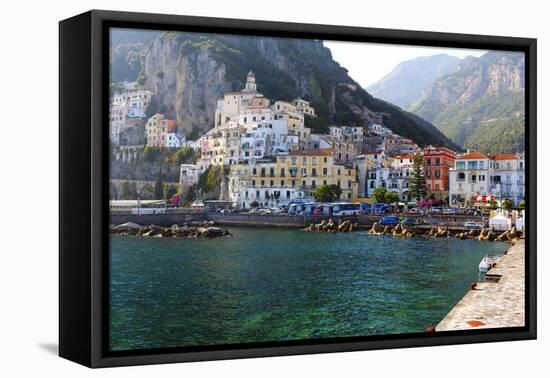 Amalfi Town Coastal View, Campania, Italy-George Oze-Framed Stretched Canvas