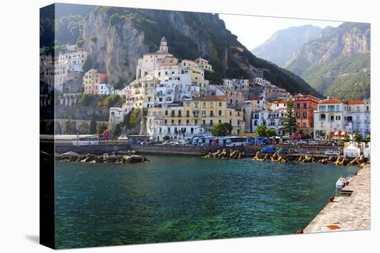 Amalfi Town Coastal View, Campania, Italy-George Oze-Stretched Canvas