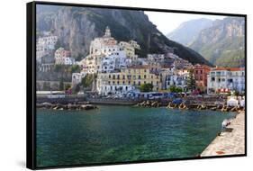 Amalfi Town Coastal View, Campania, Italy-George Oze-Framed Stretched Canvas