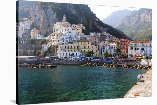 Amalfi Town Coastal View, Campania, Italy-George Oze-Stretched Canvas