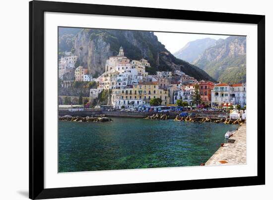 Amalfi Town Coastal View, Campania, Italy-George Oze-Framed Photographic Print
