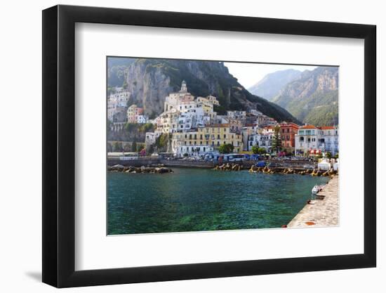 Amalfi Town Coastal View, Campania, Italy-George Oze-Framed Photographic Print