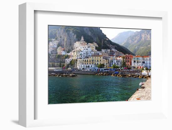 Amalfi Town Coastal View, Campania, Italy-George Oze-Framed Photographic Print