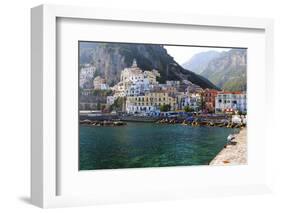 Amalfi Town Coastal View, Campania, Italy-George Oze-Framed Photographic Print