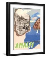 Amalfi, Travel Poster-null-Framed Art Print