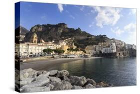 Amalfi, View Towards Beach and Hills, Costiera Amalfitana (Amalfi Coast), Campania, Italy-Eleanor Scriven-Stretched Canvas