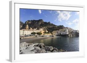 Amalfi, View Towards Beach and Hills, Costiera Amalfitana (Amalfi Coast), Campania, Italy-Eleanor Scriven-Framed Photographic Print