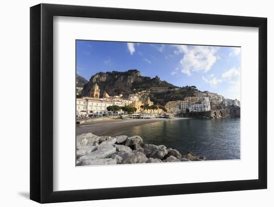 Amalfi, View Towards Beach and Hills, Costiera Amalfitana (Amalfi Coast), Campania, Italy-Eleanor Scriven-Framed Photographic Print