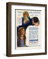 Amami Shampoos, Magazine Advertisement, UK, 1920-null-Framed Giclee Print