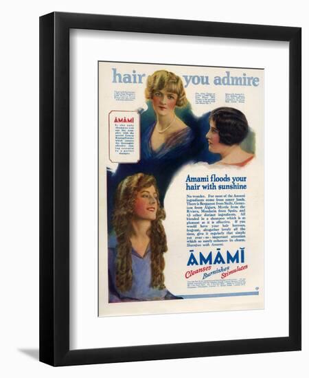 Amami Shampoos, Magazine Advertisement, UK, 1920-null-Framed Giclee Print