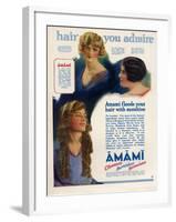 Amami Shampoos, Magazine Advertisement, UK, 1920-null-Framed Giclee Print