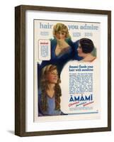 Amami Shampoos, Magazine Advertisement, UK, 1920-null-Framed Giclee Print