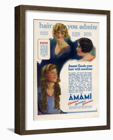 Amami Shampoos, Magazine Advertisement, UK, 1920-null-Framed Giclee Print