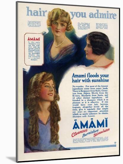 Amami Shampoos, Magazine Advertisement, UK, 1920-null-Mounted Giclee Print