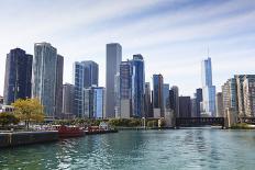 Chicago Skyline and Lake Michigan at Dusk with the Willis Tower on the Left, Chicago, Illinois, USA-Amanda Hall-Photographic Print