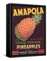 Amapola Pineapple Label - Corozal, PR-Lantern Press-Framed Stretched Canvas