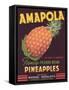 Amapola Pineapple Label - Corozal, PR-Lantern Press-Framed Stretched Canvas