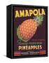 Amapola Pineapple Label - Corozal, PR-Lantern Press-Framed Stretched Canvas