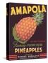 Amapola Pineapple Label - Corozal, PR-Lantern Press-Stretched Canvas
