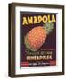 Amapola Pineapple Label - Corozal, PR-Lantern Press-Framed Art Print