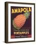 Amapola Pineapple Label - Corozal, PR-Lantern Press-Framed Art Print