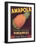 Amapola Pineapple Label - Corozal, PR-Lantern Press-Framed Art Print