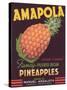 Amapola Pineapple Label - Corozal, PR-Lantern Press-Stretched Canvas