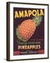 Amapola Pineapple Label - Corozal, PR-Lantern Press-Framed Art Print