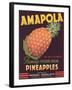 Amapola Pineapple Label - Corozal, PR-Lantern Press-Framed Art Print