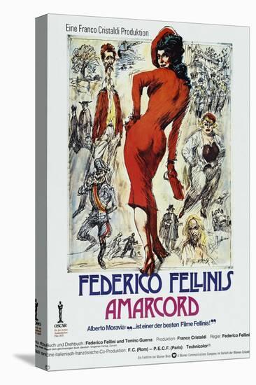 Amarcord, German poster, 1973-null-Stretched Canvas