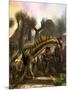 Amargasaurus Is Fending Off a Pack of Carnotaurus-Stocktrek Images-Mounted Art Print