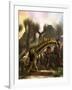 Amargasaurus Is Fending Off a Pack of Carnotaurus-Stocktrek Images-Framed Art Print