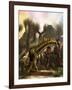 Amargasaurus Is Fending Off a Pack of Carnotaurus-Stocktrek Images-Framed Art Print