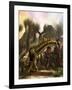 Amargasaurus Is Fending Off a Pack of Carnotaurus-Stocktrek Images-Framed Art Print