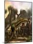 Amargasaurus Is Fending Off a Pack of Carnotaurus-Stocktrek Images-Mounted Art Print