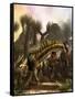 Amargasaurus Is Fending Off a Pack of Carnotaurus-Stocktrek Images-Framed Stretched Canvas