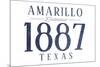 Amarillo, Texas - Established Date (Blue)-Lantern Press-Mounted Art Print