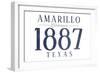 Amarillo, Texas - Established Date (Blue)-Lantern Press-Framed Art Print