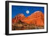 Amarillo, Texas - Palo Duro Canyon - Moon and Red Rock-Lantern Press-Framed Art Print