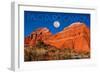 Amarillo, Texas - Palo Duro Canyon - Moon and Red Rock-Lantern Press-Framed Art Print