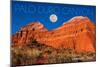 Amarillo, Texas - Palo Duro Canyon - Moon and Red Rock-Lantern Press-Mounted Art Print