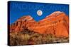 Amarillo, Texas - Palo Duro Canyon - Moon and Red Rock-Lantern Press-Stretched Canvas