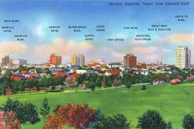 Amarillo Texas Panoramic View Of The City Skyline From Ellwood Park C 1940 Prints Lantern Press Allposters Com