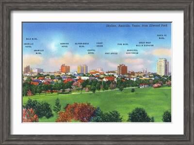 Amarillo Texas Panoramic View Of The City Skyline From Ellwood Park C 1940 Prints Lantern Press Allposters Com