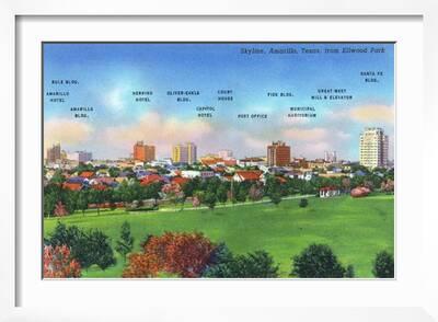 Amarillo Texas Panoramic View Of The City Skyline From Ellwood Park C 1940 Prints Lantern Press Allposters Com