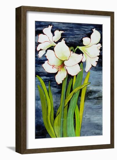 Amaryllis against a night sky-Joan Thewsey-Framed Giclee Print