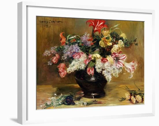 Amaryllis, Lilac and Tulips, 1911-Lovis Corinth-Framed Giclee Print